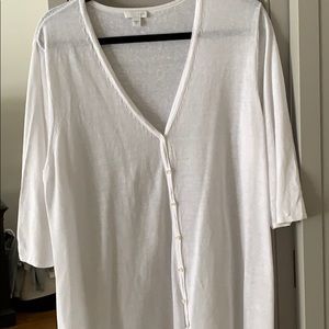 J Jill long V-neck white sweater